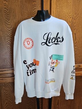 Locks White Graphic Crewneck Sweatshirt - 3X